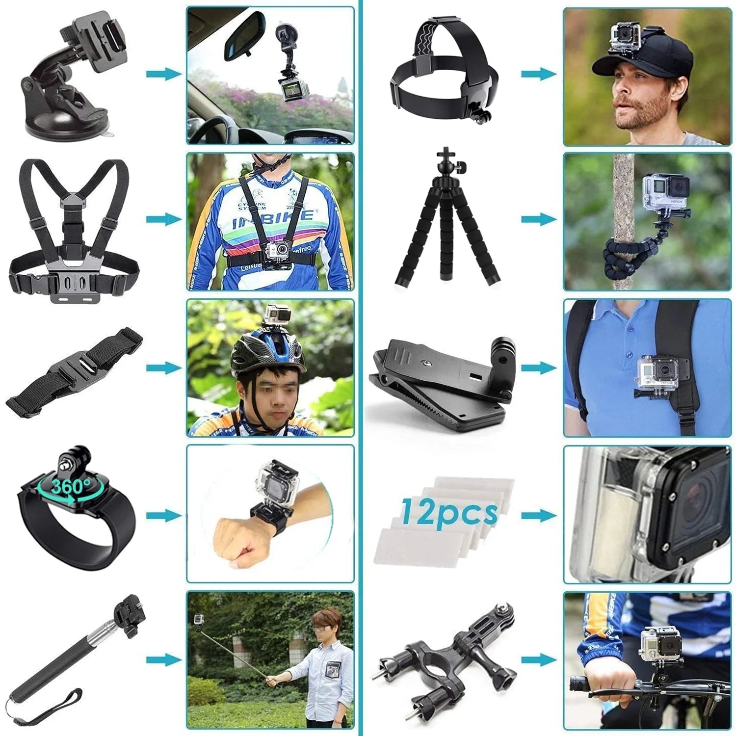 Kit de Accesorios para Cámara de Acción